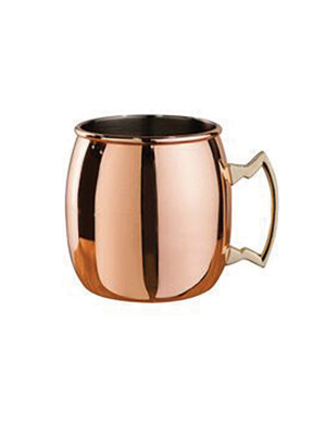 Mezclar Curved Moscow Mule Mug Copper Plated Brass Handle 500ml 1 Per Case