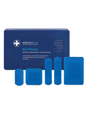 Blue Detectable Plasters -Assorted Sizes Pk 100