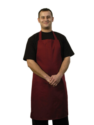 Bib Apron Polycotton claret 1 Per Case