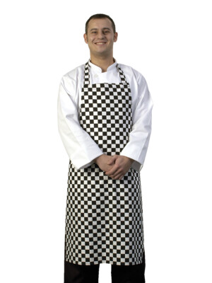 Bib Apron Cotton Check Black & White 1 Per Case