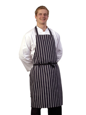Bib Apron Cotton Butcher'S Stripe Blue & White 1 Per Case
