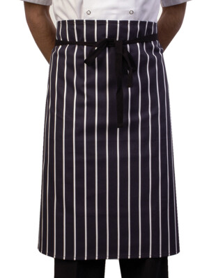 Waist Apron Cotton Butcher'S Stripe Blue & White 1 Per Case
