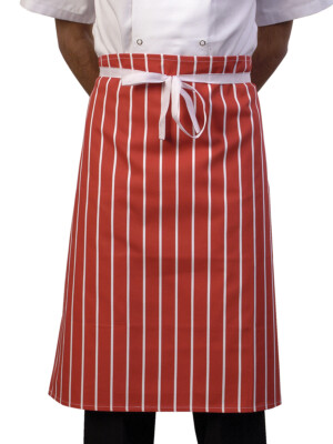 Waist Apron Cotton Butcher'S Stripe Red & White 1 Per Case
