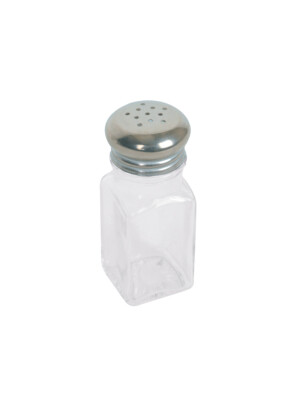 Salt & Pepper Shaker Square Stainless Steel Tops 2oz 12 Per Case