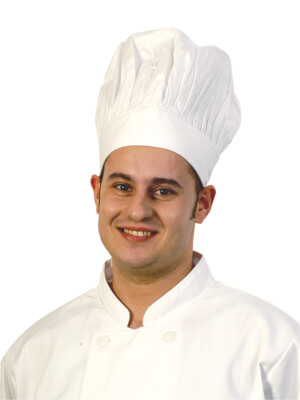 Tall Chefs Hat Material White (Elasticated Back) 1 Per Case