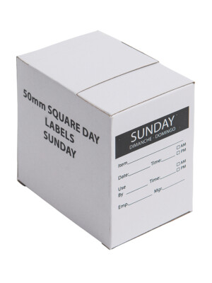 Sunday Day Label (2 x 2") 50 x 50mm Rectangular - 500 Labels