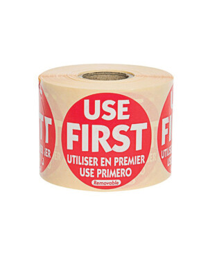 Use First Label (Red) - 50mm Round 500 Labels
