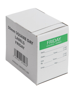Friday Day Label (2 x 2") 50 x 50mm Rectangular - 500 Labels