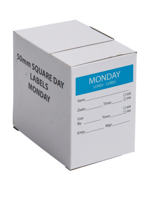 Monday Day Label (2 x 2") 50 x 50mm Rectangular - 500 Labels