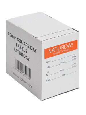 Saturday Day Label (2 x 2") 50 x 50mm Rectangular - 500 Labels