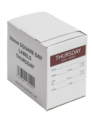 Thursday Day Label (2 x 2") 50 x 50mm Rectangular - 500 Labels