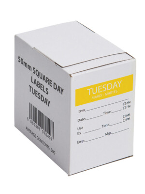 Tuesday Day Label (2 x 2") 50 x 50mm Rectangular - 500 Labels