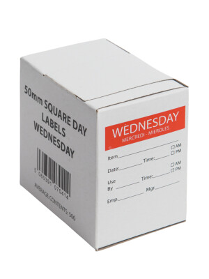 Wednesday Day Label (2 x 2") 50 x 50mm Rectangular - 500 Labels