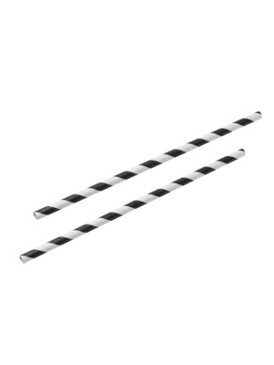 Paper Straw Black & White 20.3cm 8 Inch 6mm Diam 250 Per Case