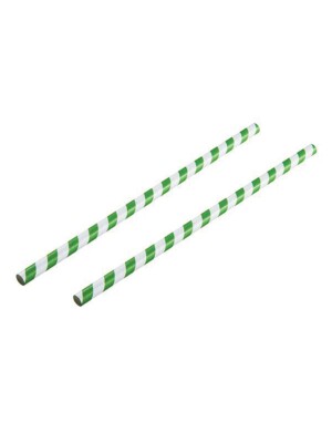 Paper Straw Green & White 20.3cm 8 Inch 6mm Diam 250 Per Case