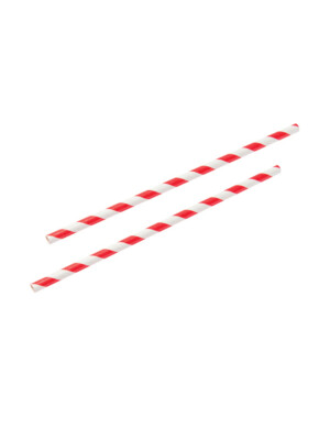 Paper Straw Red & White 20.3cm 8 Inch 6mm Diam 250 Per Case