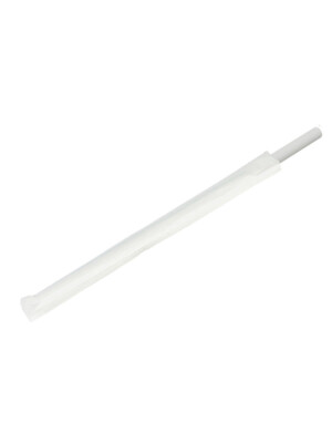 Wrapped Paper Smootie Straw Solid White 23cm 9In 8mm Diam 250 Per Case