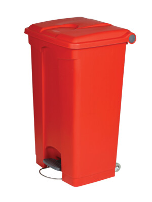 Rectangular Pedal Polypropylene Red Bin 90L 1 Per Case