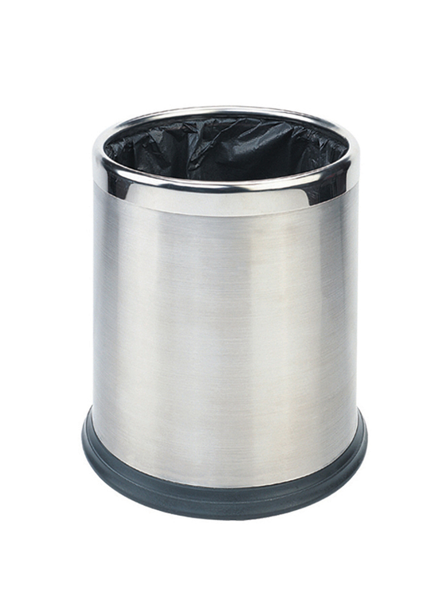 Waste Basket Round Satin Stainless Steel 10L 1 Per Case