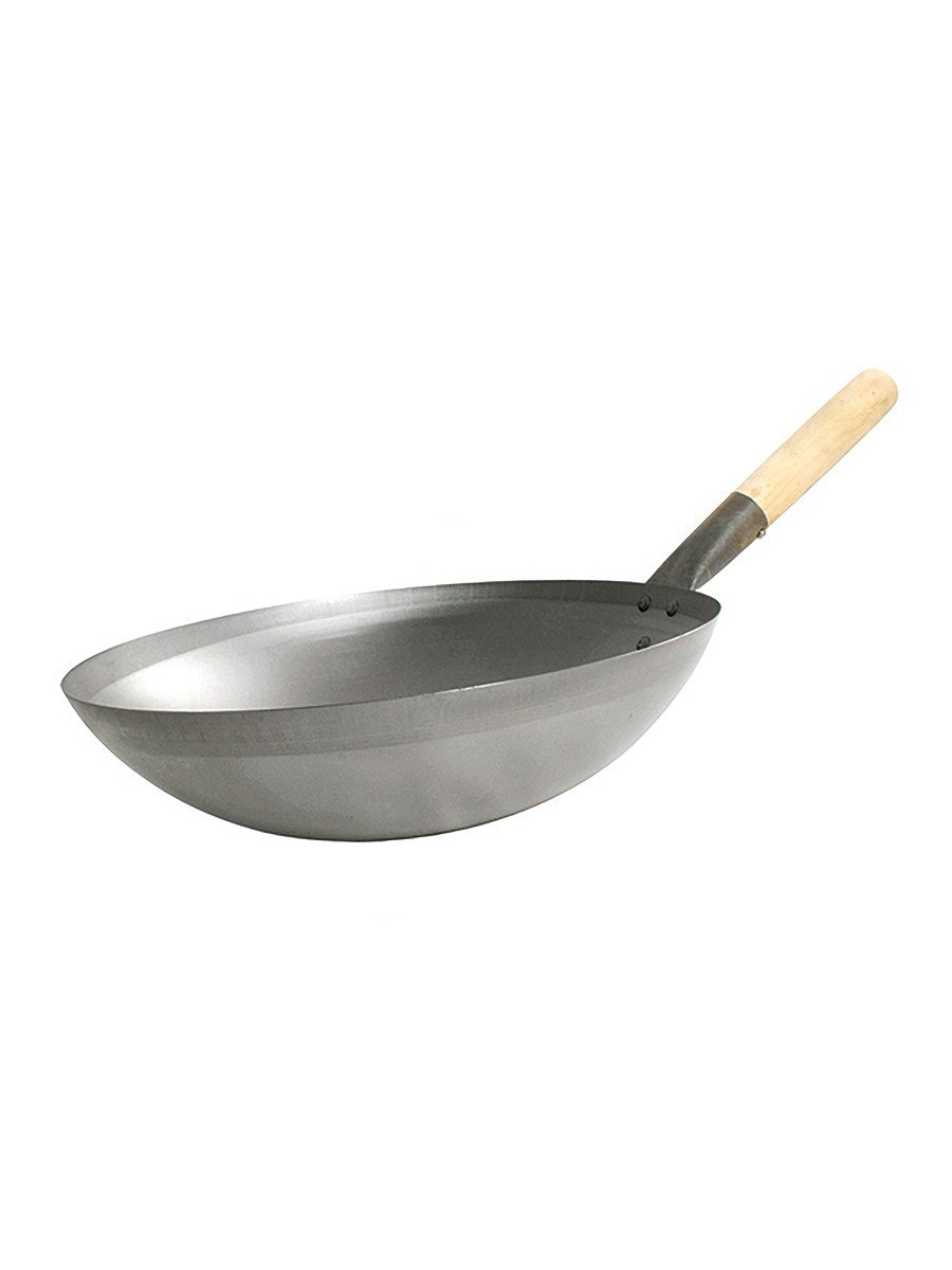 Wok Wooden Handle 13Inch 33cm 1 Per Case