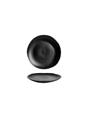 Glam Matt Black Organic Flat Plate  28cm, 11" 12 per case