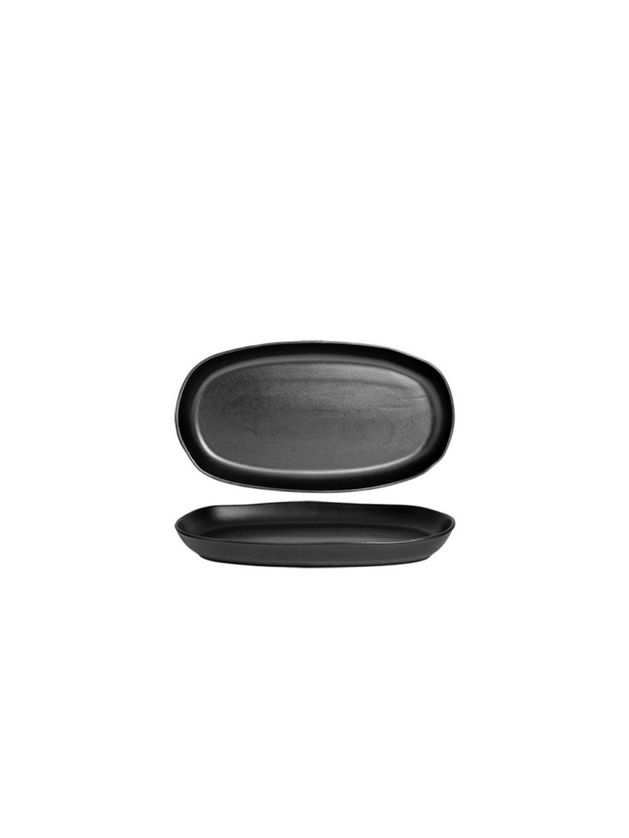 Glam Matt Black Organic Tray Oval Plate 29x17cm, 11.5x6.7" 6 per case