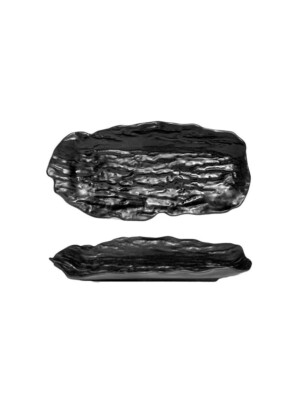 Glam Matt Black Oval Plate Wood Glam 32x16cm 6 per case